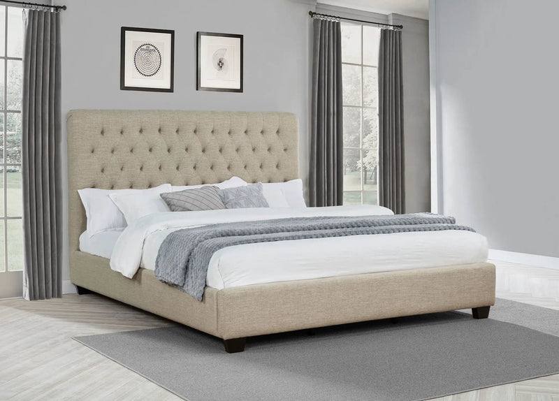 Chloe Upholstered California King Panel Bed Oatmeal by Unique Piece Furniture