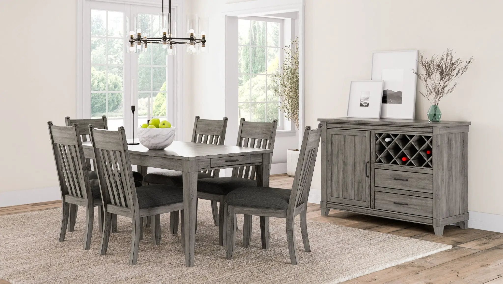 Rustic Dining Table 2 Storage Drawers And Leaf - Gray by Unique Piece Furniture