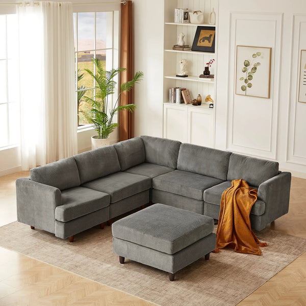 Modern Modular Sectional Couch, 6 Seaters Sleeper Sofa