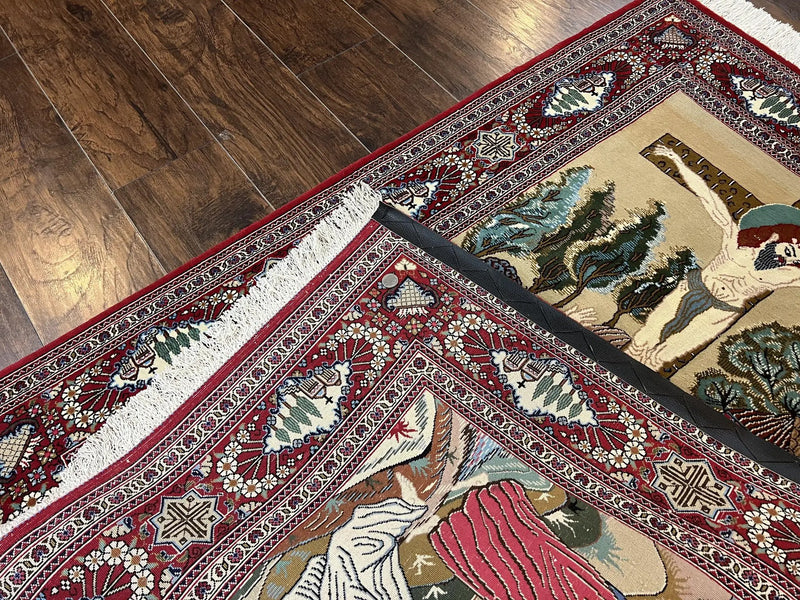 Persian Kashan Pictorial Rug 3x5 - Jesus on Cross by Jewel Rugs