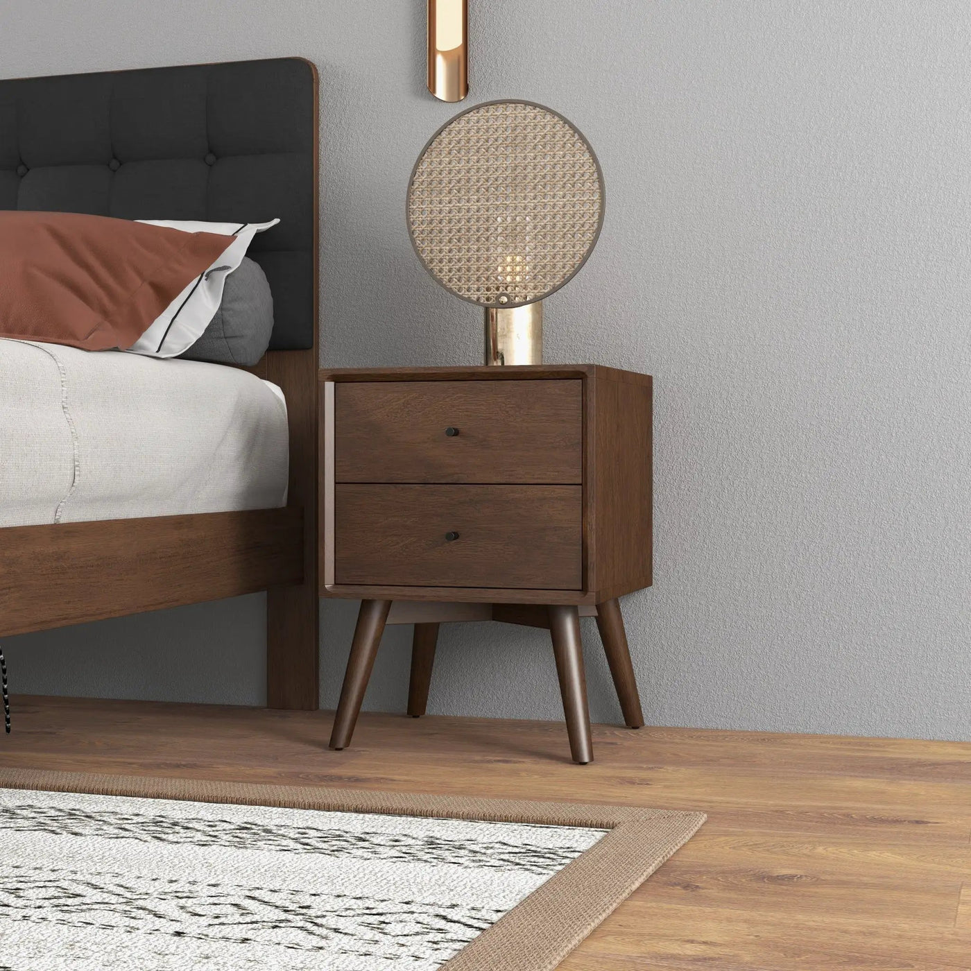 Caroline - Mid-Century Modern Style Night Stand 2 Drawer by HouseOfZazla