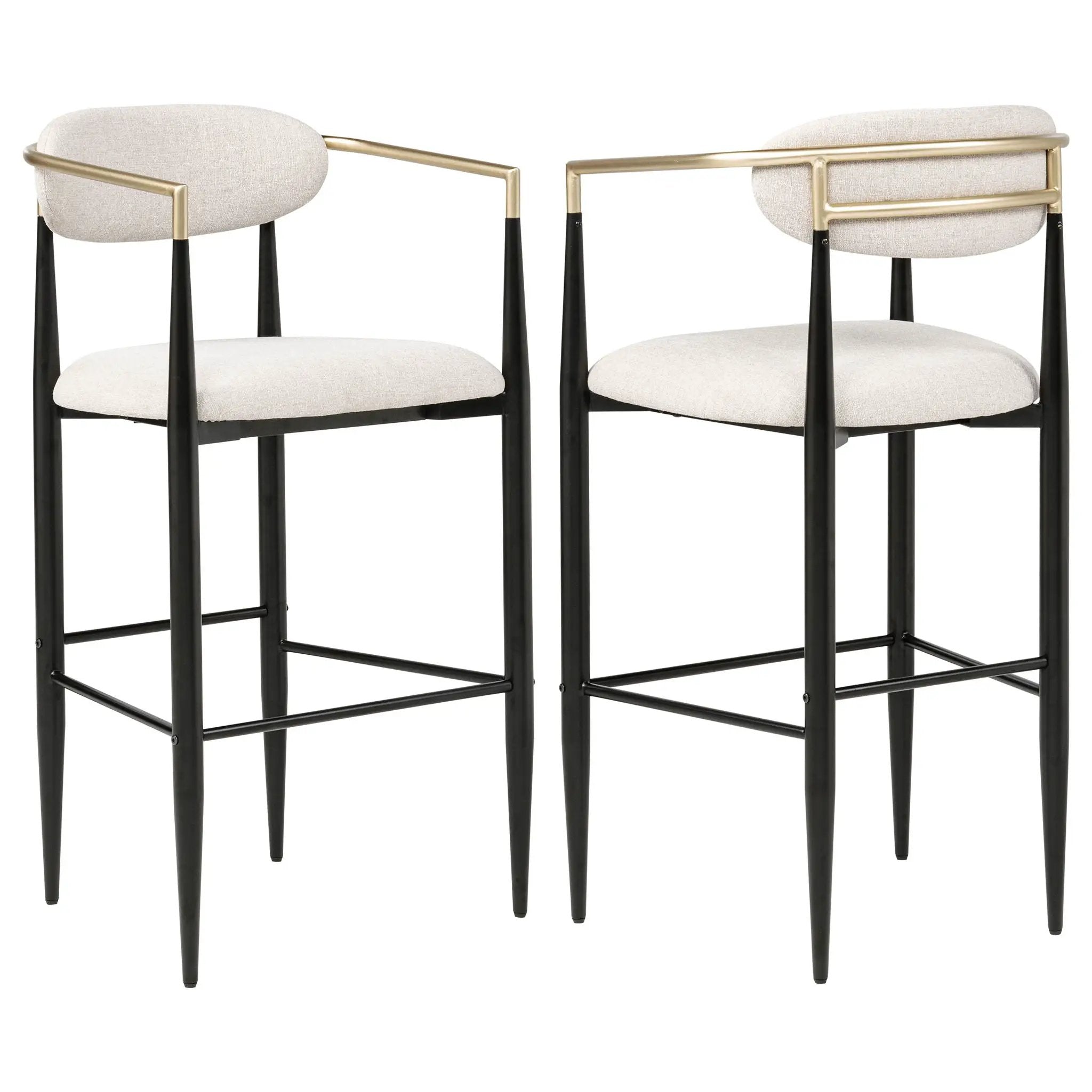 Tina Fabric Upholstered Bar Chair Beige (Set of 2) by Unique Piece Furniture