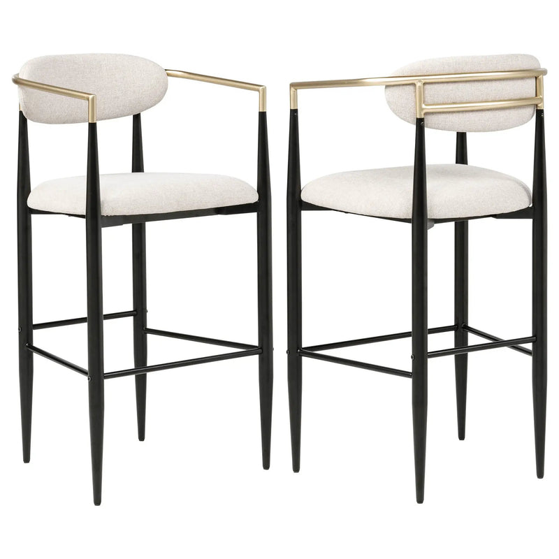 Tina Fabric Upholstered Bar Chair Beige (Set of 2) by Unique Piece Furniture