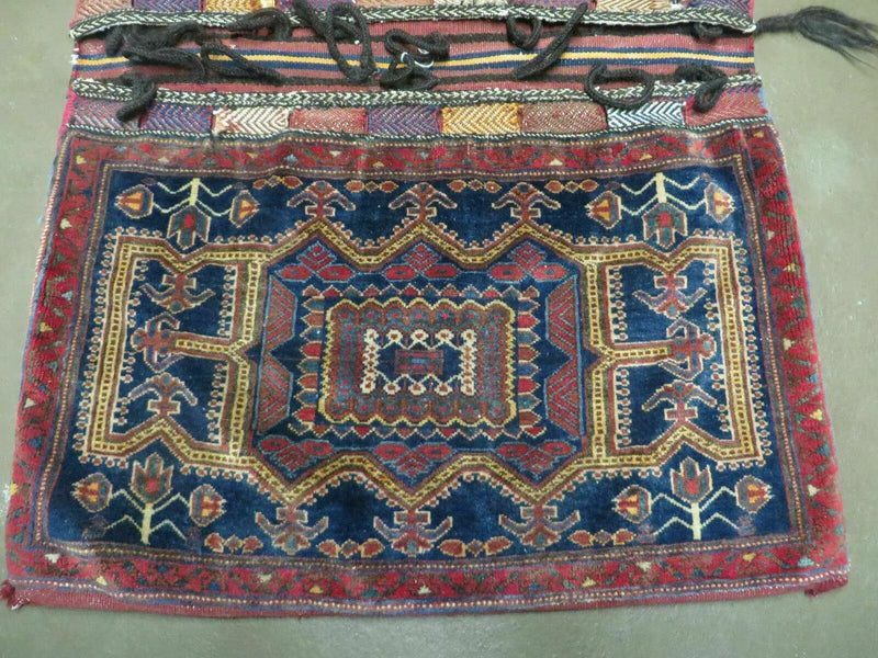 3' X 4.5' Antique Handmade Turkish Tribal Wool Rug Double Saddle Bag Nice by Jewel Rugs