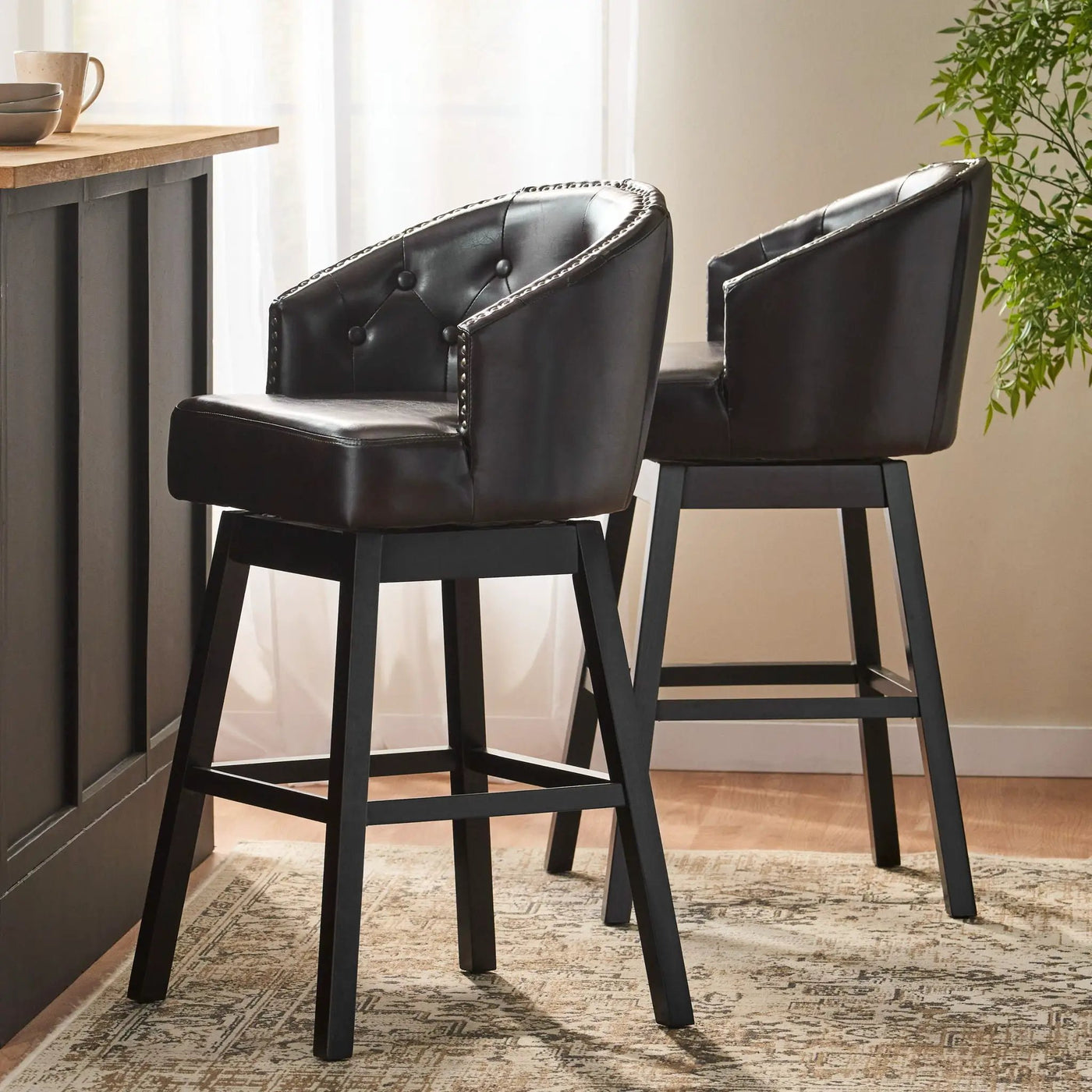 360 Degree Swivel Bar Stool With Stunning Nailhead Trim (Set of 2) by HouseOfZazla
