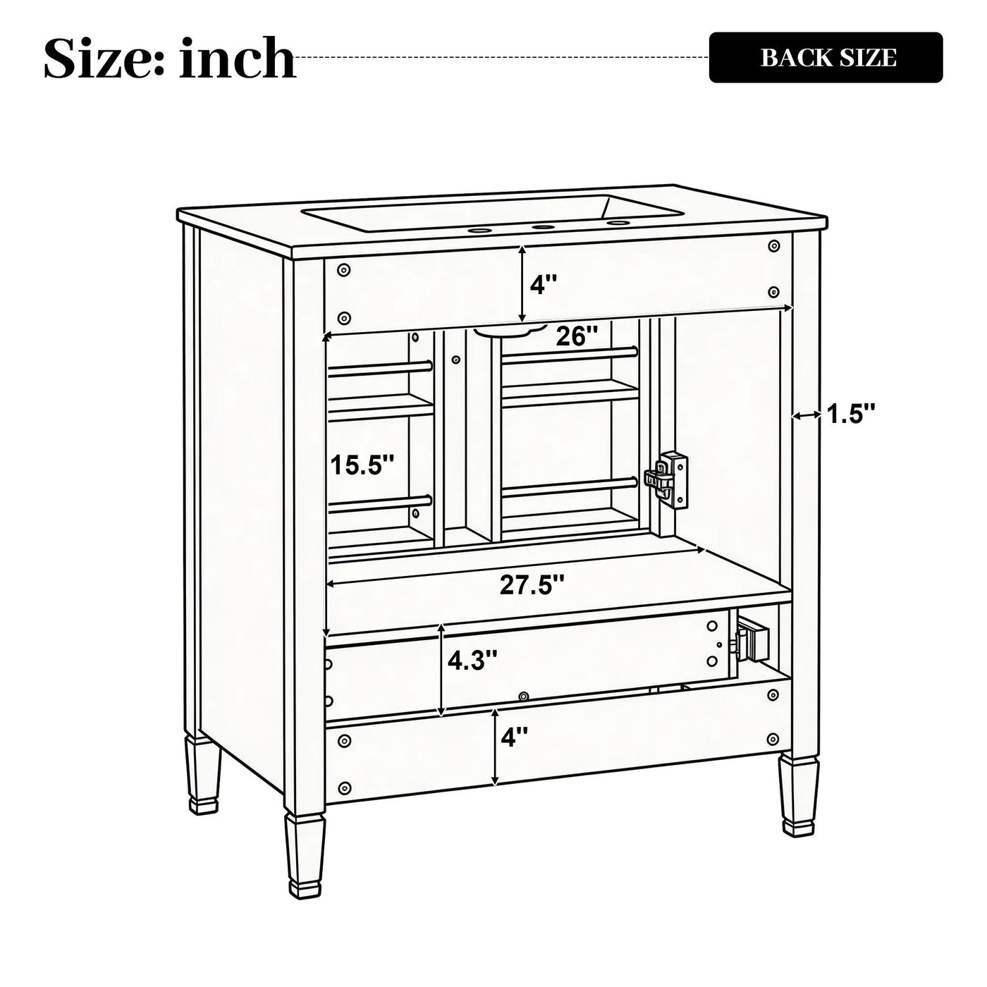 Elegant Fluted Bathroom Vanity With Sink, Soft Close Doors & Drawer by HouseOfZazla