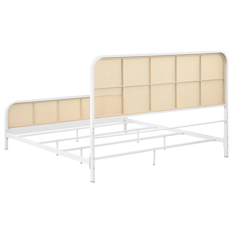 Lanewood Open Cane Webbing Metal Eastern King Bed White by Unique Piece Furniture