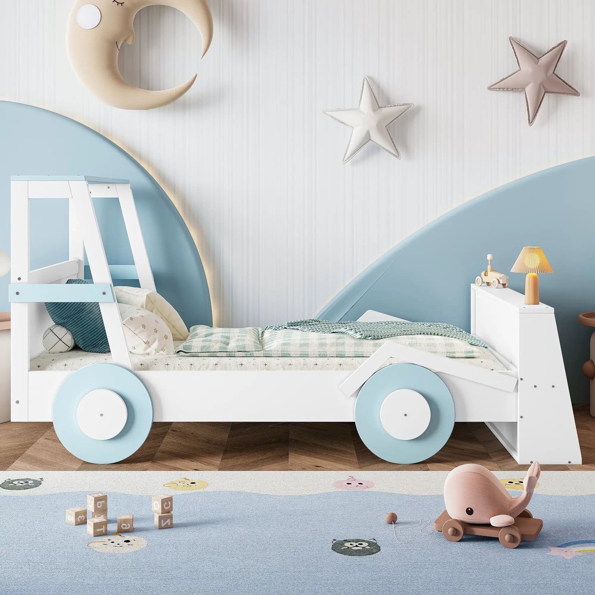 Twin Size Car Bed with Storage Shelves by HouseOfZazla