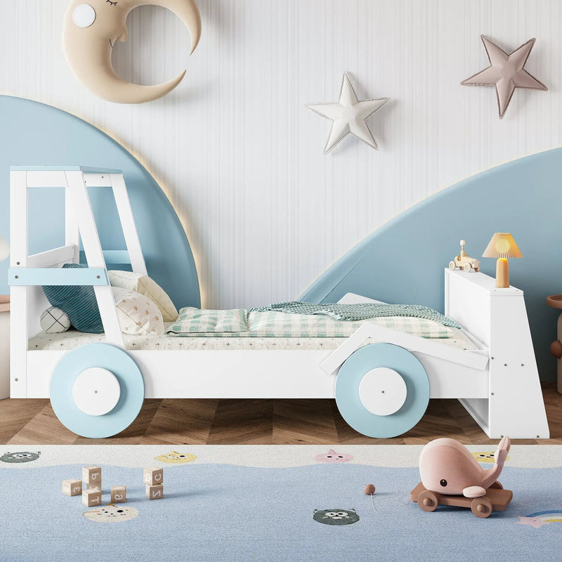 Twin Size Car Bed with Storage Shelves by HouseOfZazla