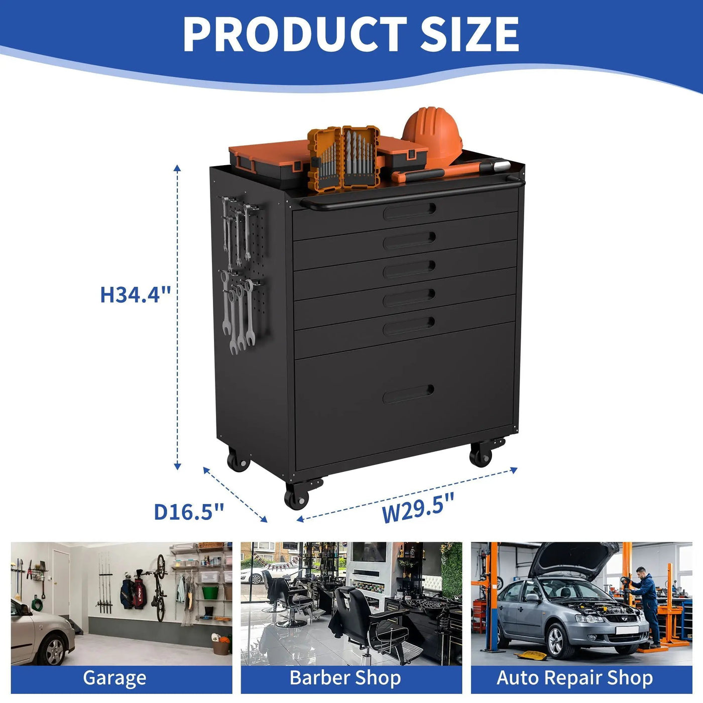 Rolling Tool Cabinet Heavy Duty Garage Storage With Lockable Doors by HouseOfZazla