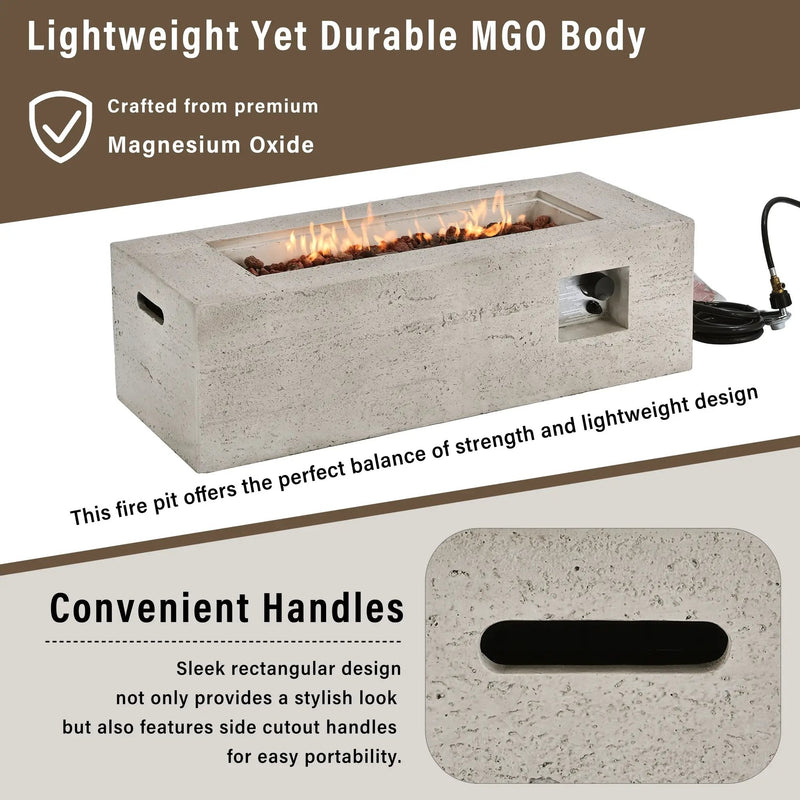 U_STYLE Outdoor Rectangular Propane Fire Pit 41.9" 40000 BTU by HouseOfZazla