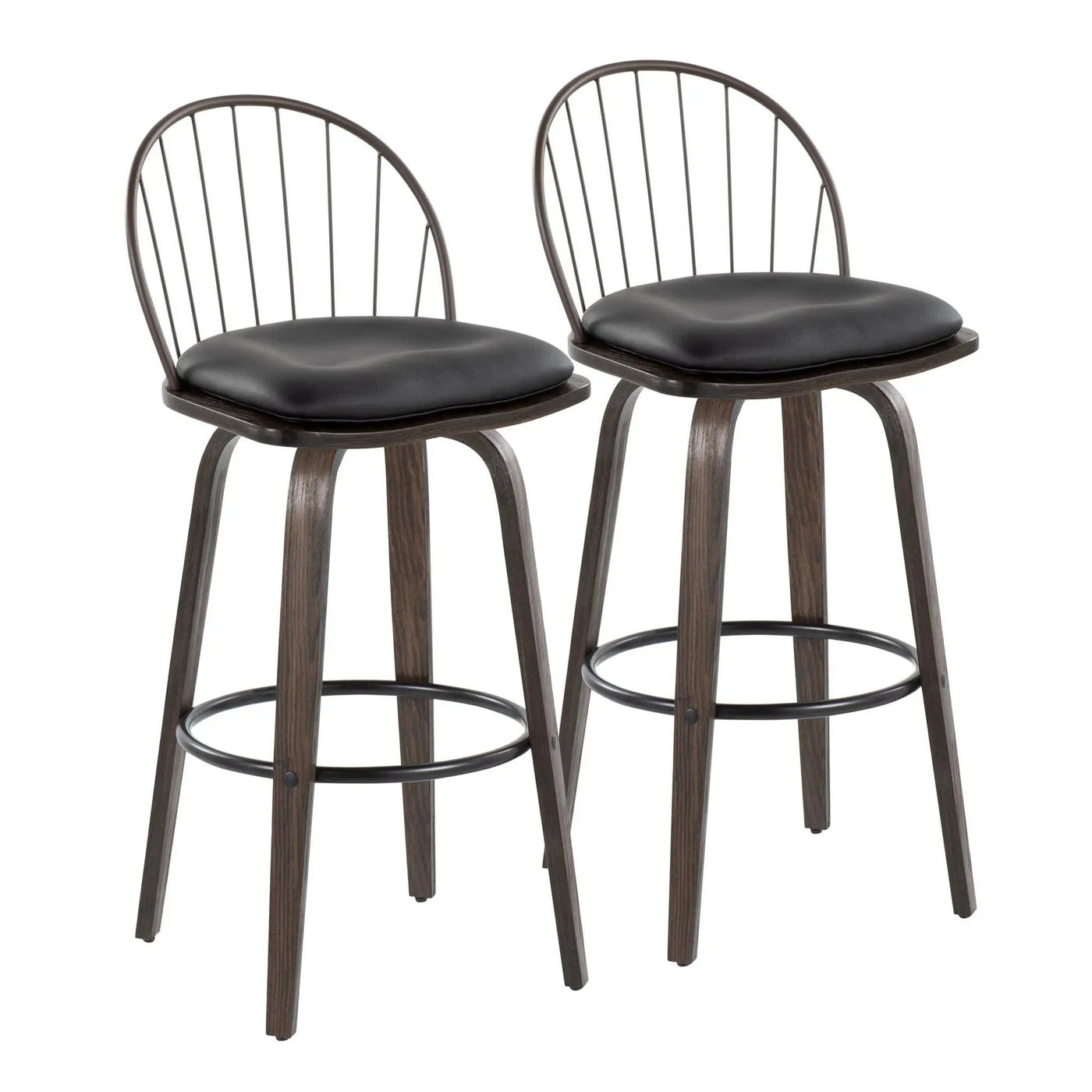 Riley - Industrial / Urban Fixed Height Barstool With Swivel With Removable Cushion (Set of 2) by HouseOfZazla