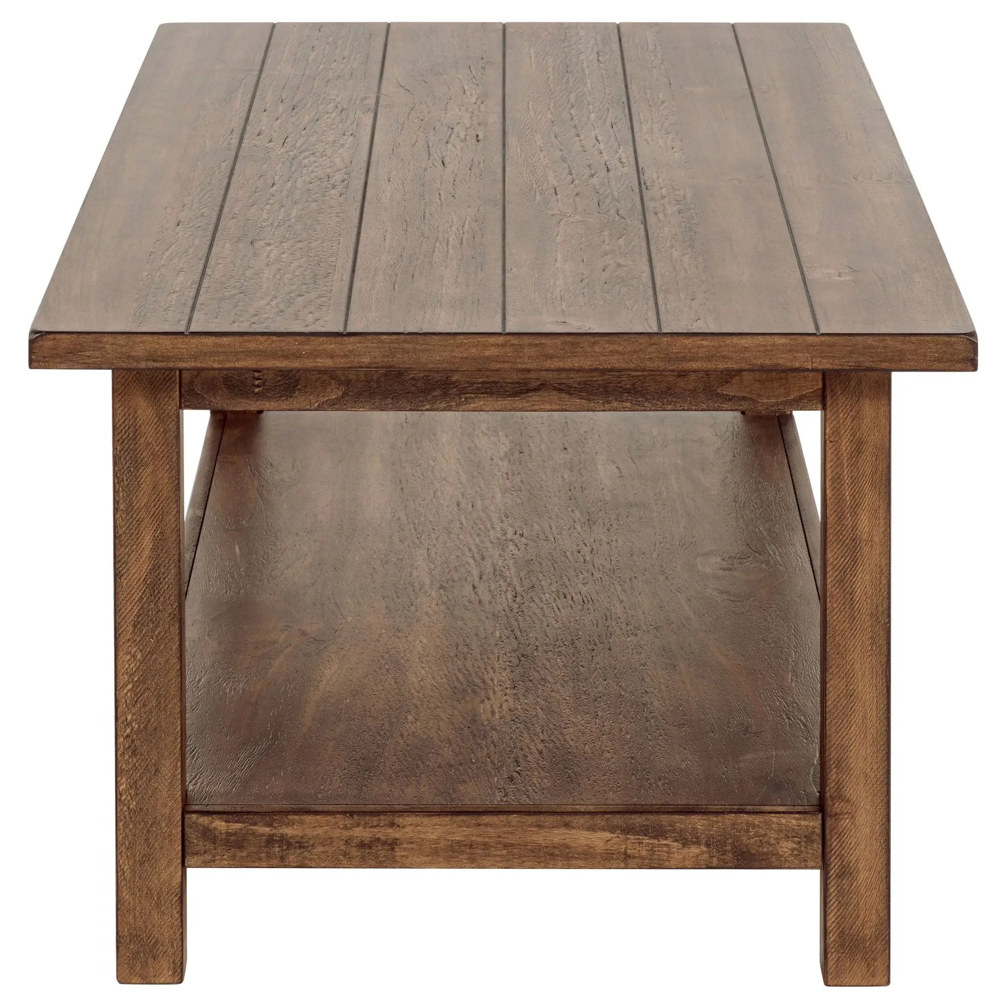 Payne Wood Coffee Table with Shelf Distressed Brown by Unique Piece Furniture