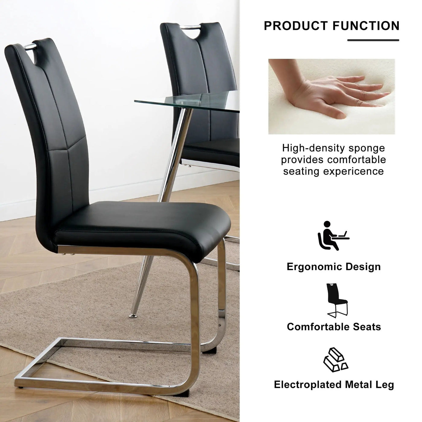 Modern Dining Chairs With Padded Seat And Metal Legs by HouseOfZazla