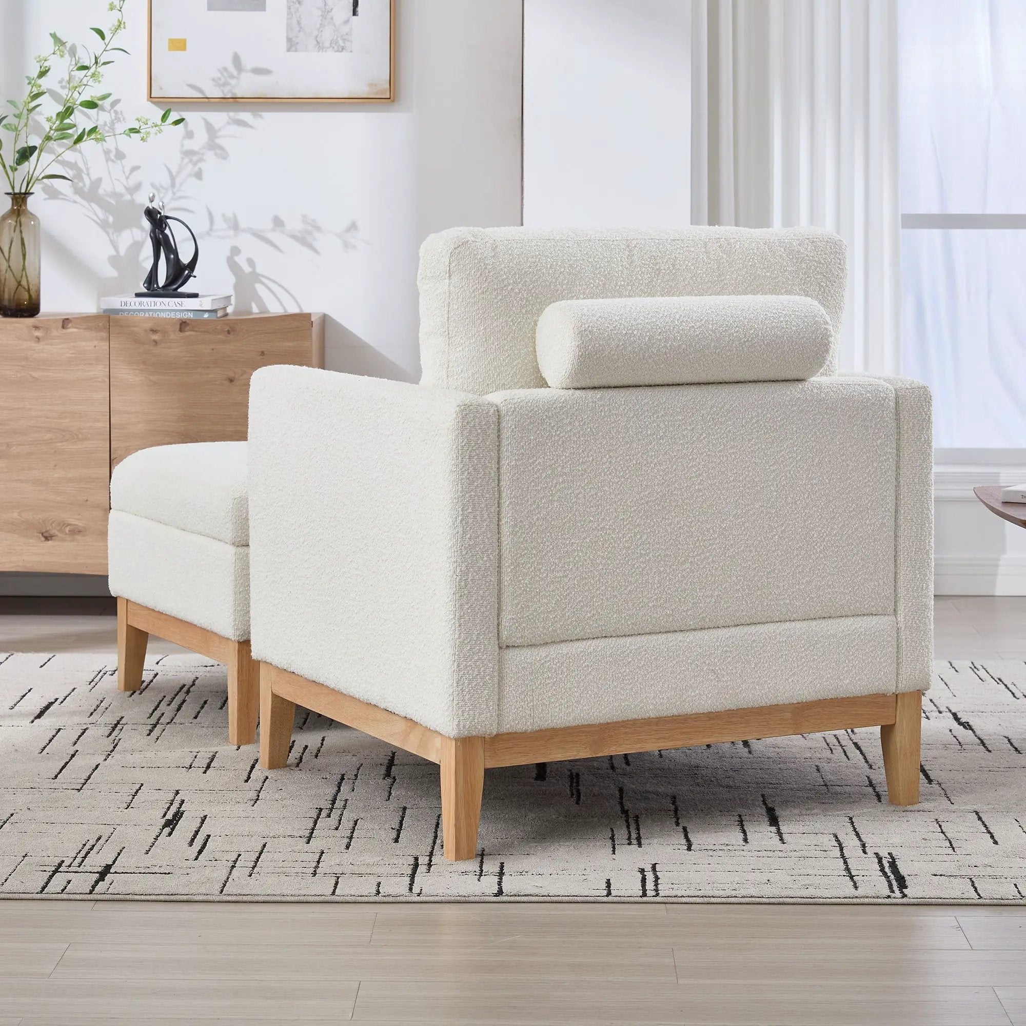 Oversized 360 Degree Swivel Barrel Accent Chair And Ottoman Set With Storage by Unique Piece Furniture