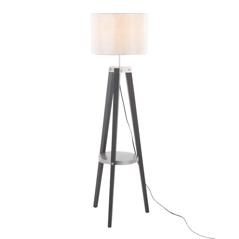 Compass - Mid Century Modern Floor Lamp With Shelf by HouseOfZazla