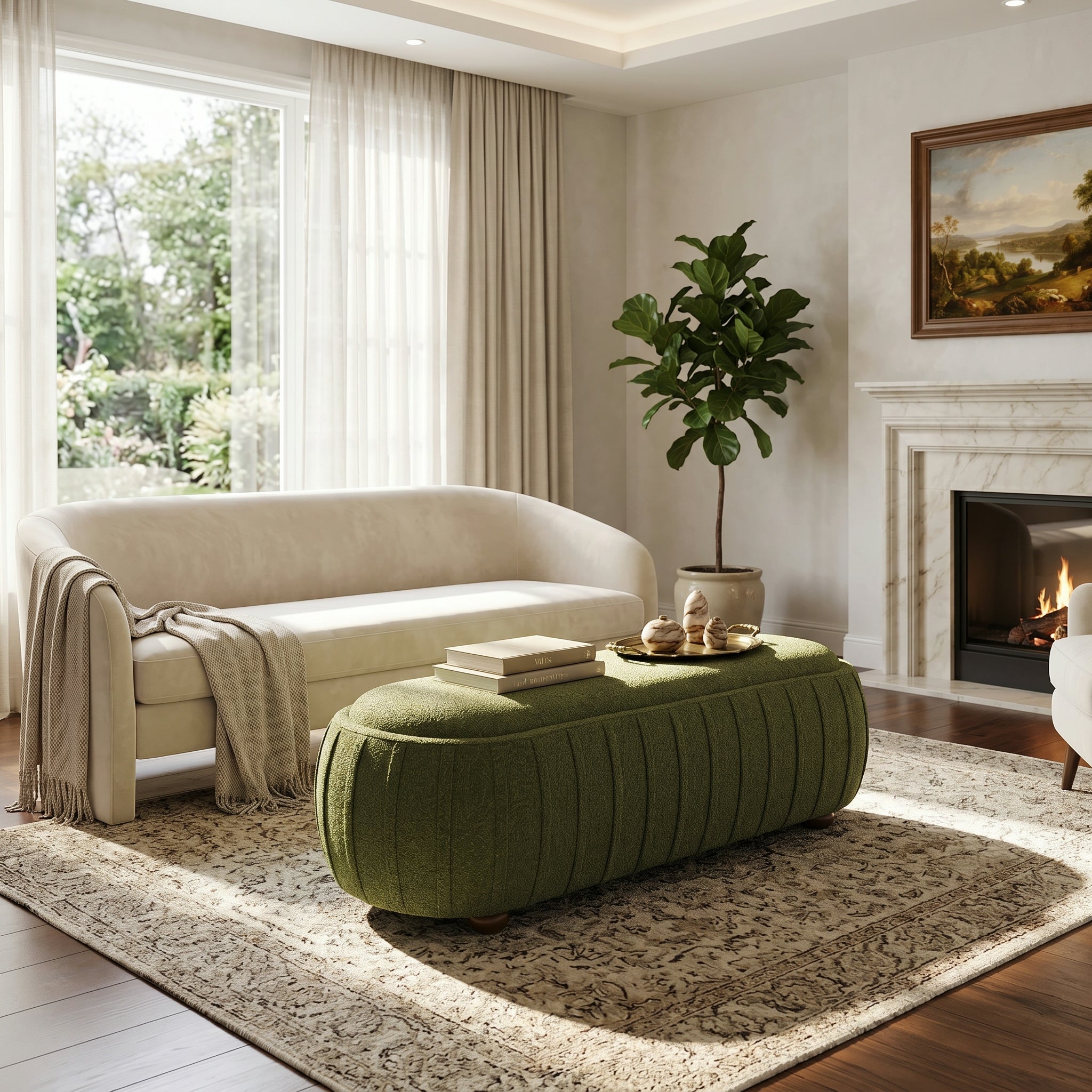 Upholstered Ottoman, Oval Shape by HouseOfZazla