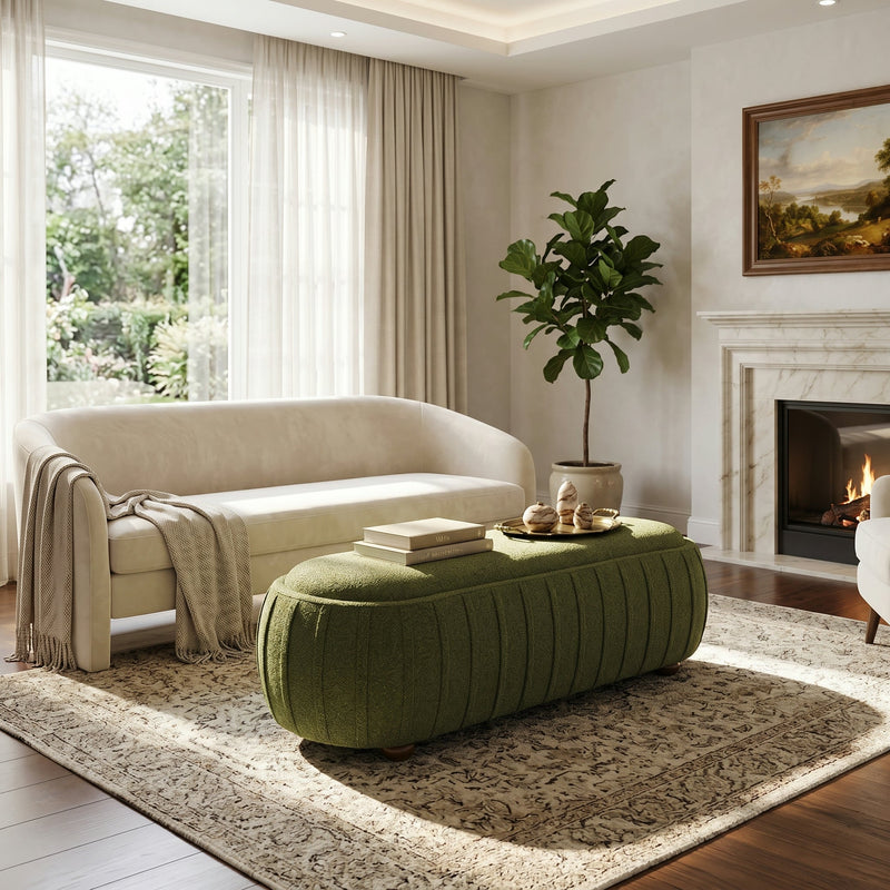 Upholstered Ottoman, Oval Shape by HouseOfZazla
