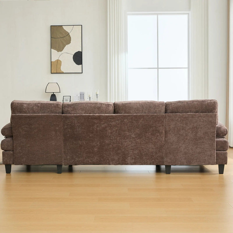 U-Shaped Sectional Sofa 103.5" Fabric Couch With Dual Chaise Lounges, Storage Pockets, Armrest Pillows by HouseOfZazla