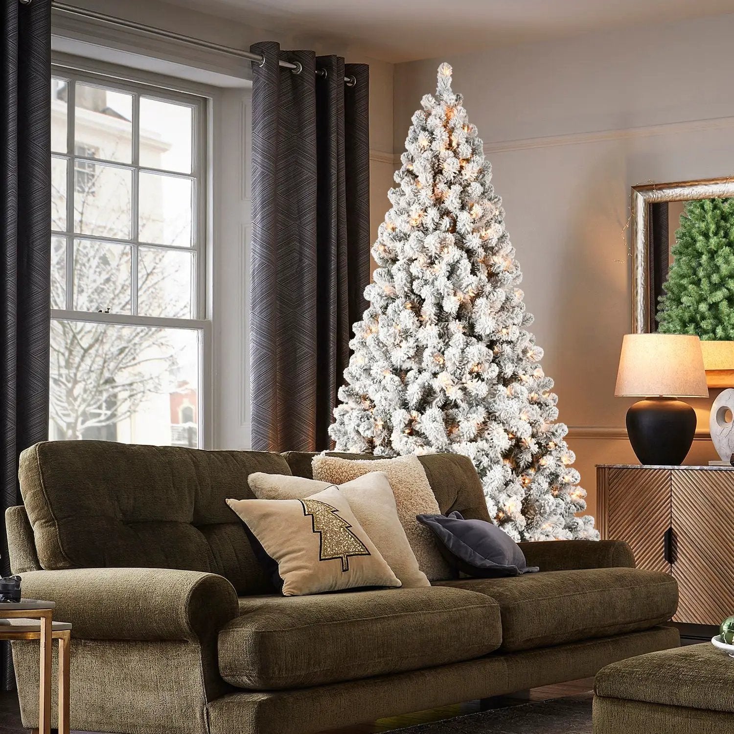 6ft Flocked Pre-Lit Christmas Tree with 300 UL Warm Lights by HouseOfZazla