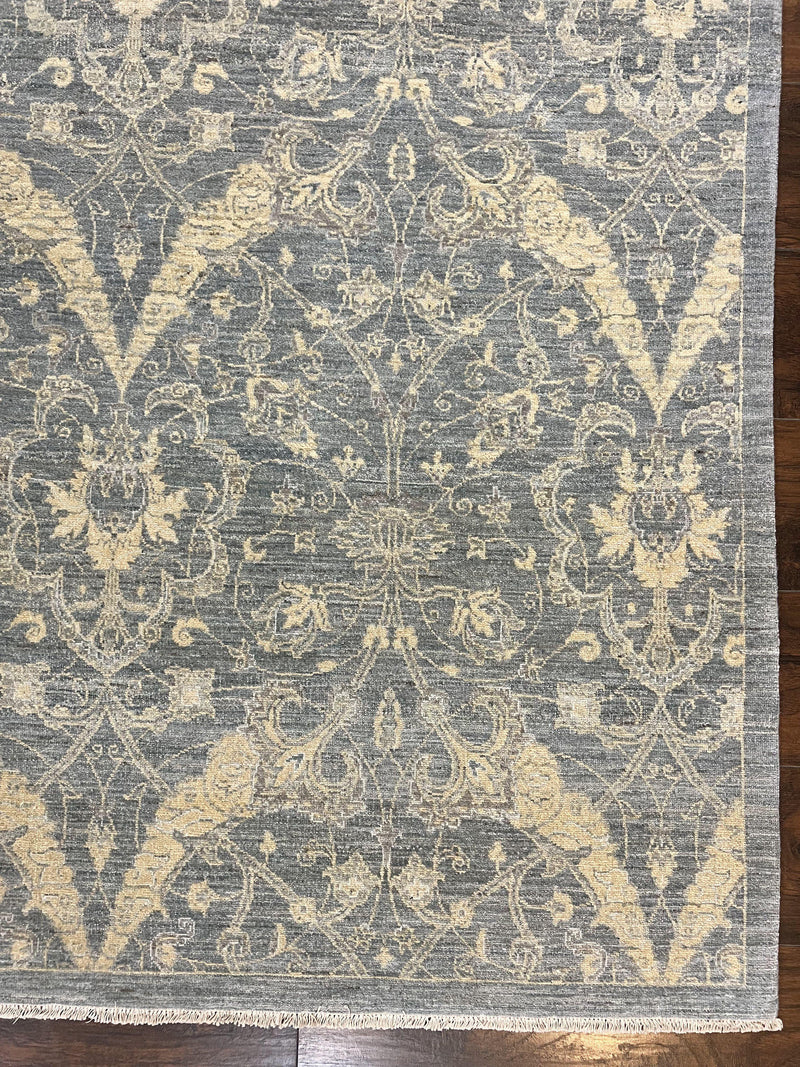 Contemporary Pakistani Rug 5 x 6.6, Handmade Floral Wool Rug, Spanish Pattern by Jewel Rugs