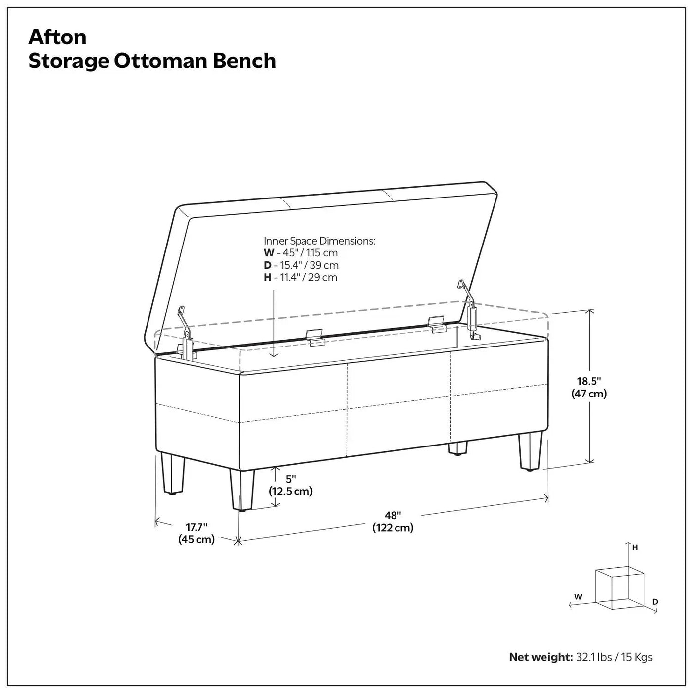 Afton - Large Storage Ottoman Bench by HouseOfZazla