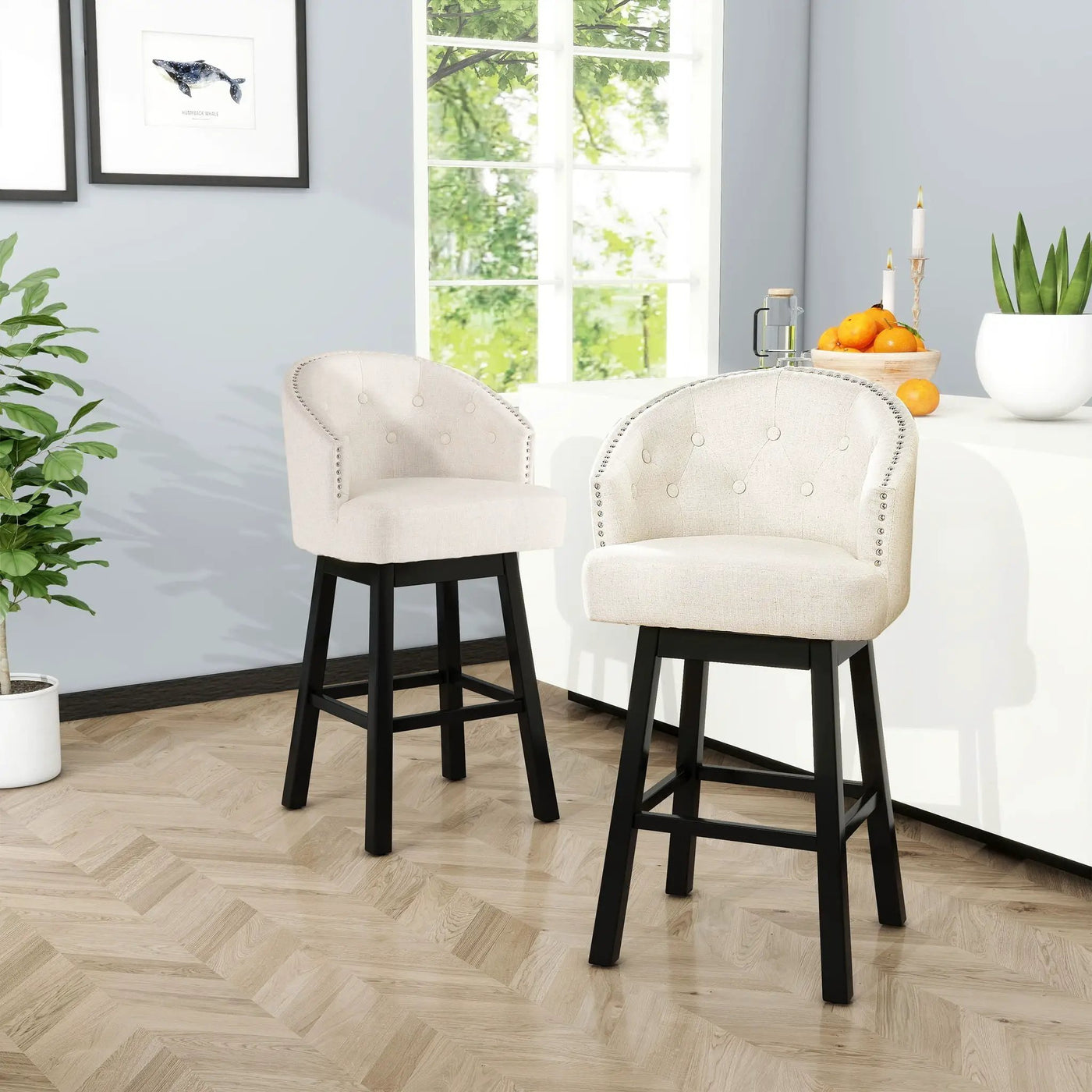 360 Degree Swivel Bar Stool With Stunning Nailhead Trim (Set of 2) by HouseOfZazla