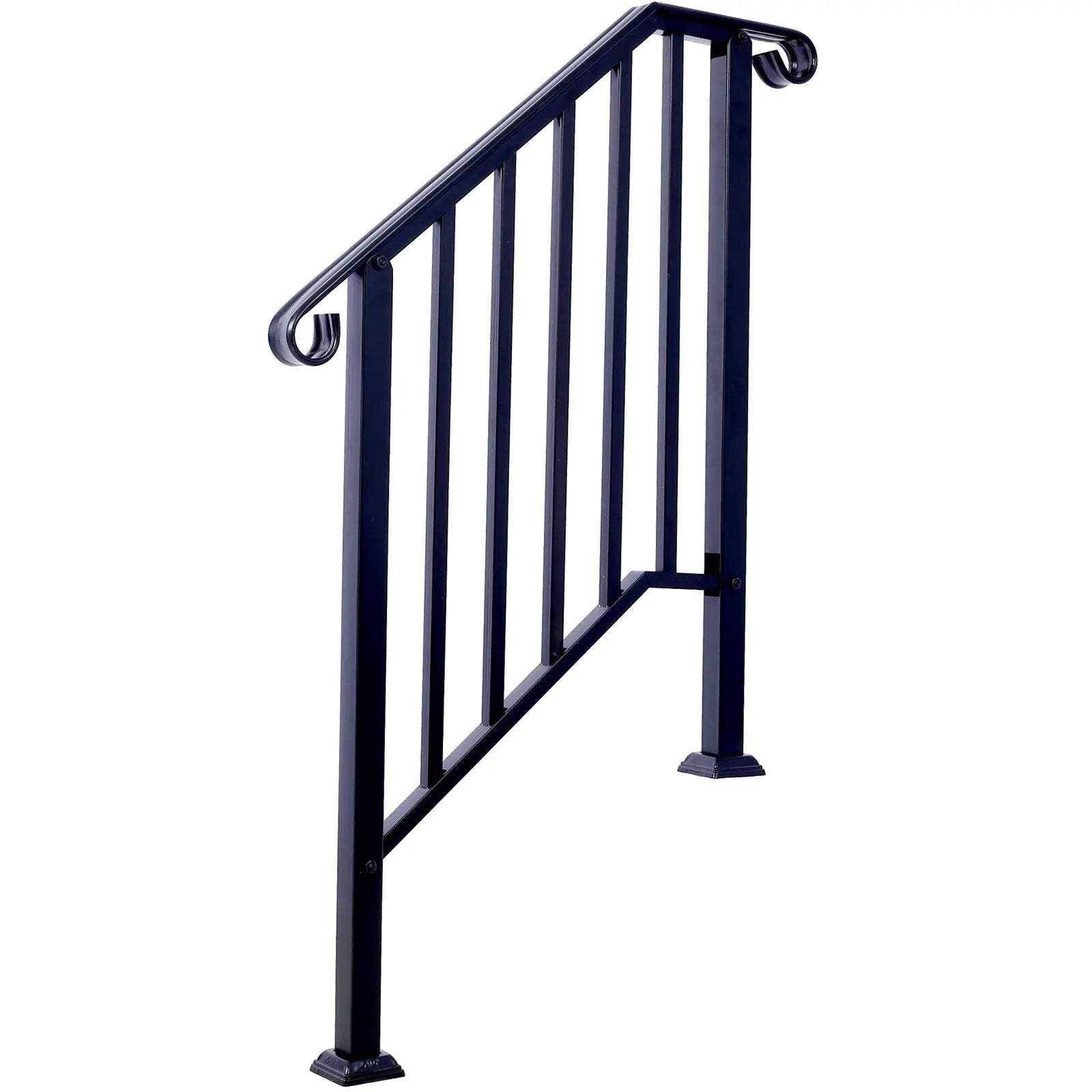Handrails For Outdoor Steps, Fit 2 Or 3 Steps Outdoor Stair Railing, Wrought Iron Handrail, Flexible Porch Railing, Transitional Handrails For Concrete Steps Or Wooden Stairs by HouseOfZazla