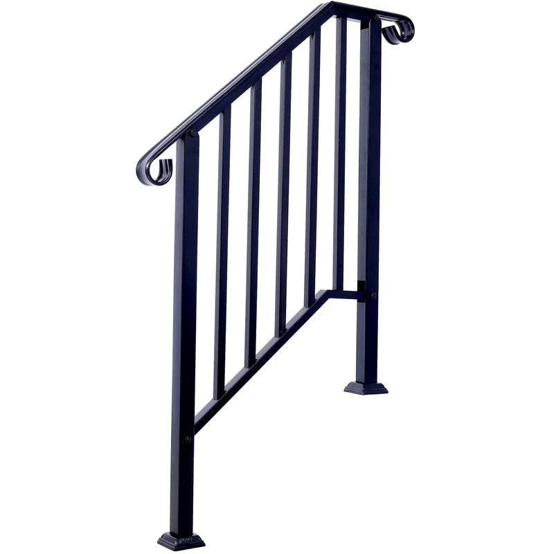 Handrails For Outdoor Steps, Fit 2 Or 3 Steps Outdoor Stair Railing, Wrought Iron Handrail, Flexible Porch Railing, Transitional Handrails For Concrete Steps Or Wooden Stairs by HouseOfZazla