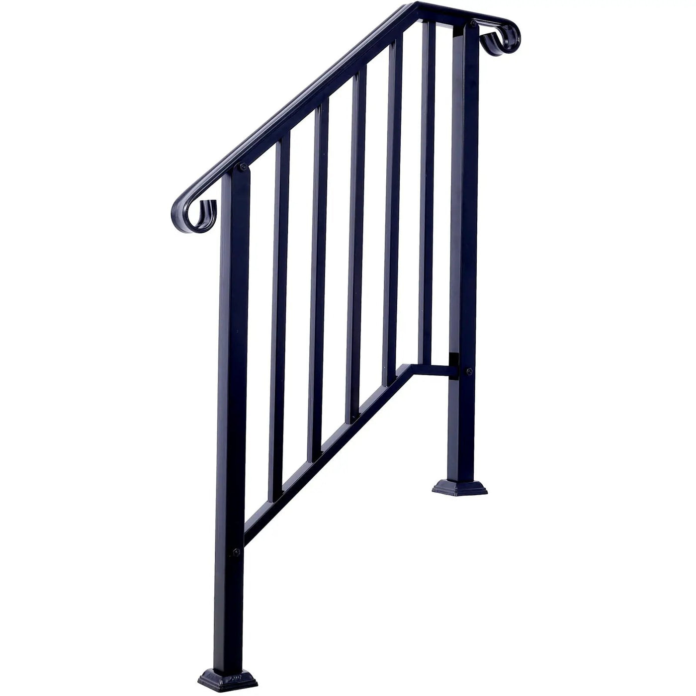 Handrails For Outdoor Steps, Fit 2 Or 3 Steps Outdoor Stair Railing, Wrought Iron Handrail, Flexible Porch Railing, Transitional Handrails For Concrete Steps Or Wooden Stairs by Unique Piece Furniture