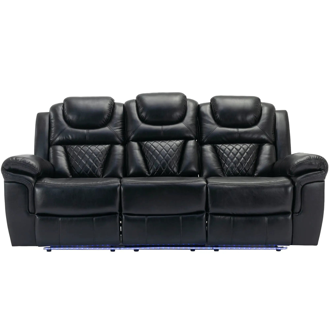 3 Pieces Recliner Sofa Sets Home Theater Seating Manual Recliner Chair With Center Console And LED Light Strip For Living Room by HouseOfZazla