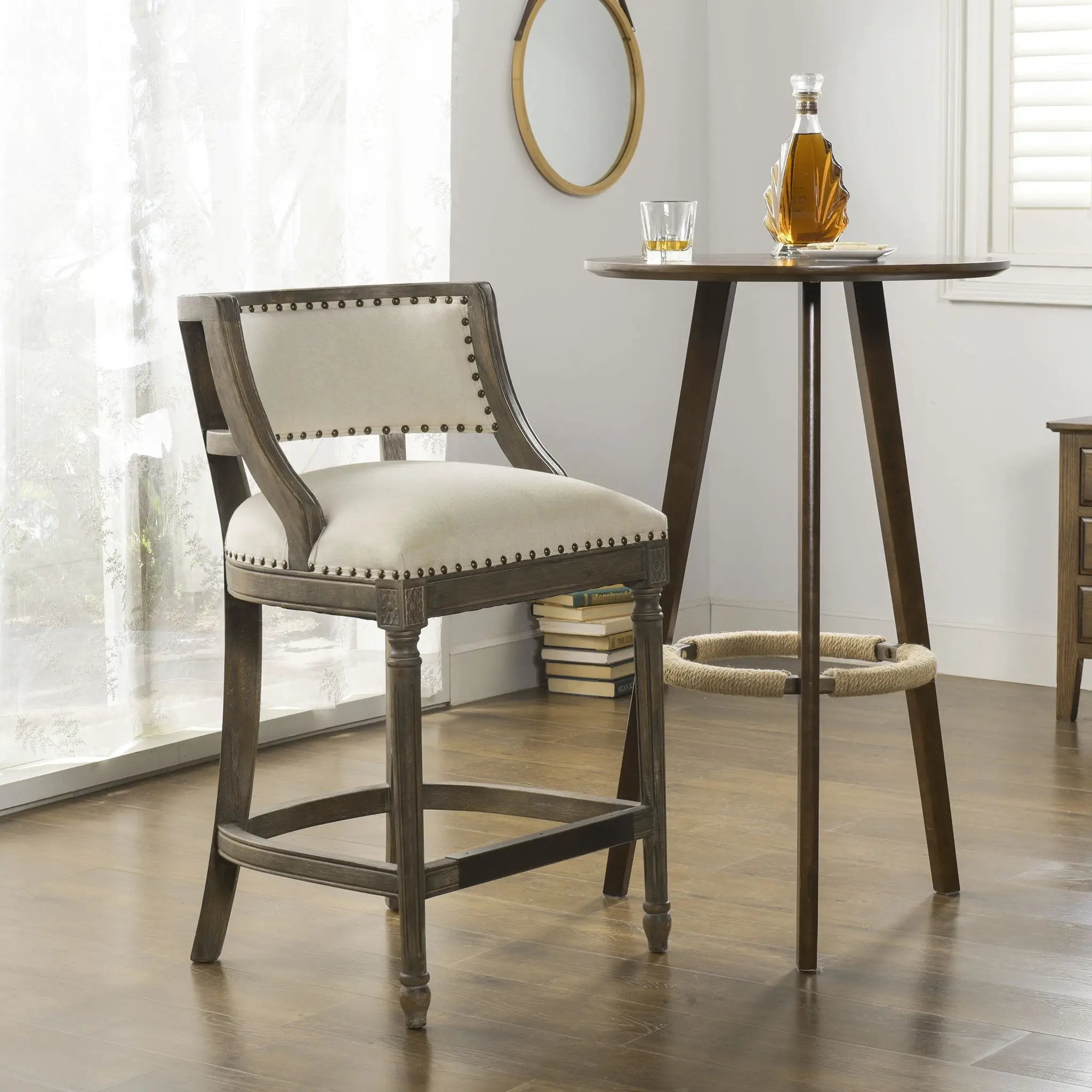 Paris - Farmhouse Counter Height Bar Stool With Backrest by HouseOfZazla