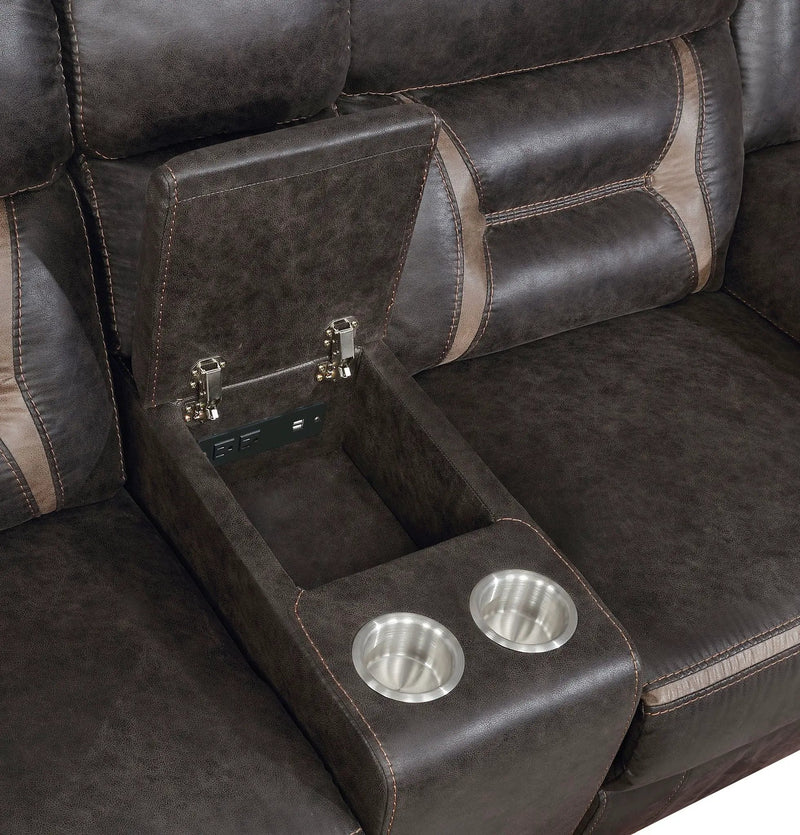 Greer Upholstered Motion Reclining Loveseat Brown by Unique Piece Furniture