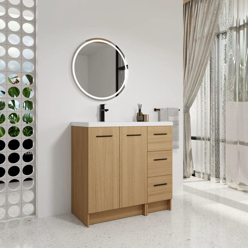 Wall Mounted Floating Bathroom Vanity With Sink, Door & Drawers Modular Cabinet