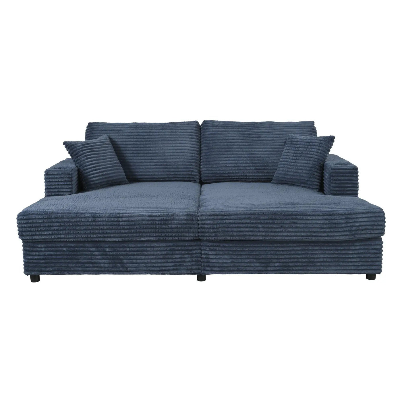 Oversized Loveseat Chaise With 2 USB Ports, 2 Cup Holders And 2 Throw Pillows by HouseOfZazla