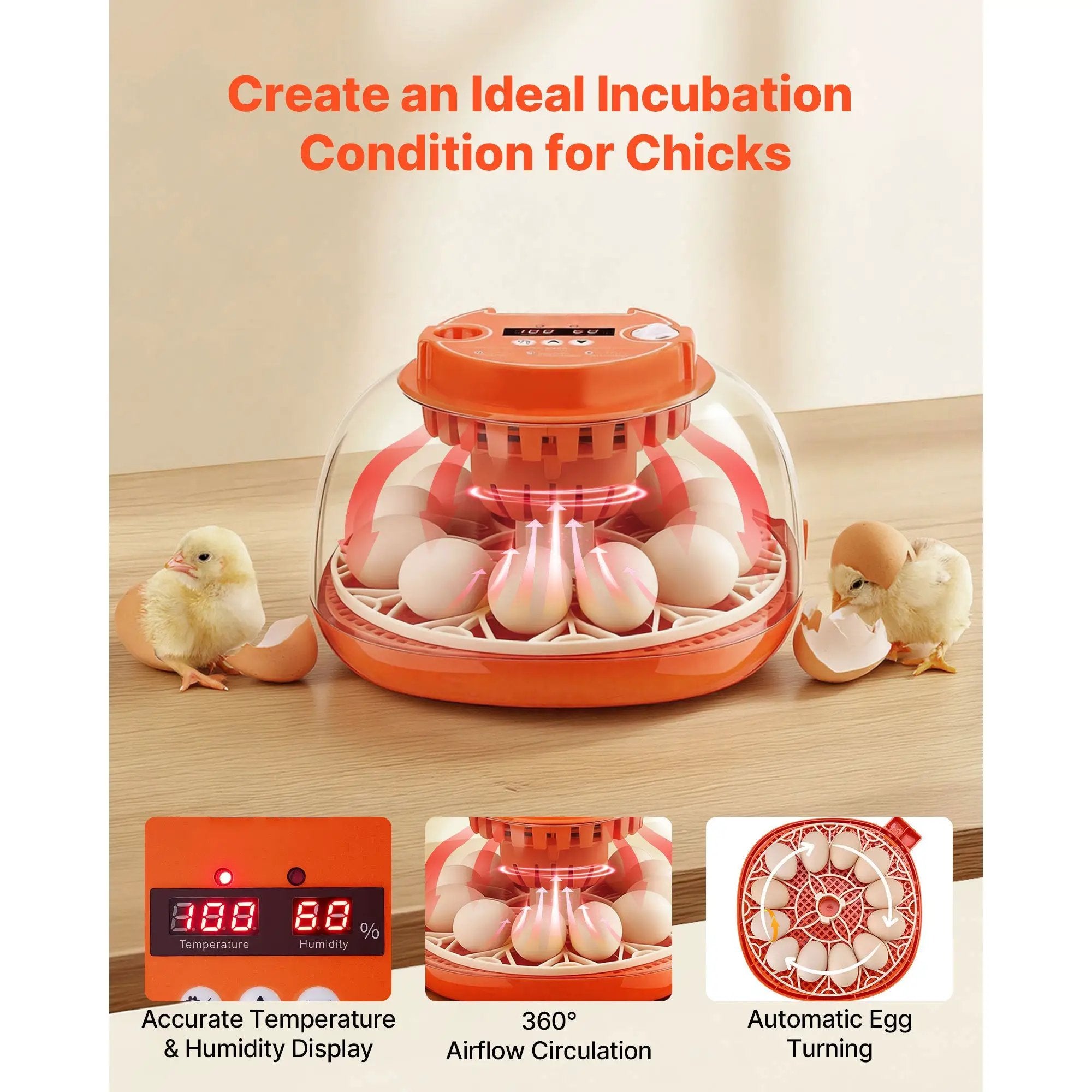 12 Egg Incubator with Automatic Egg Turner and LED Candler by HouseOfZazla