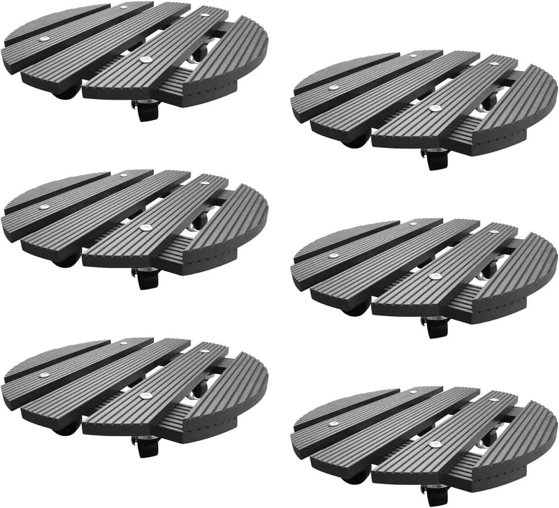 6-Pack 12" Round Plant Stand with 360° Lockable Caster Wheels by HouseOfZazla