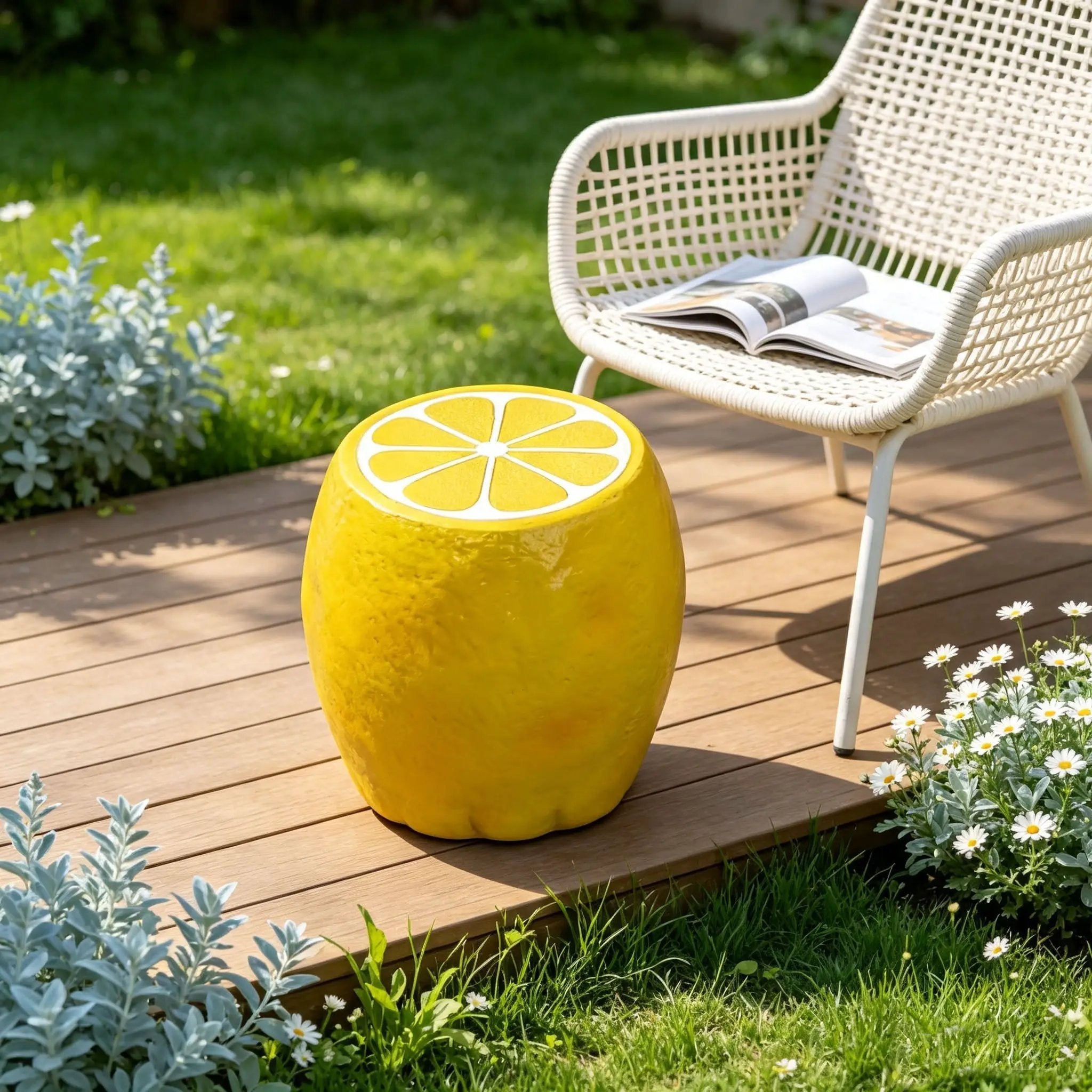 Yellow Lemon Fruit Stool by HouseOfZazla