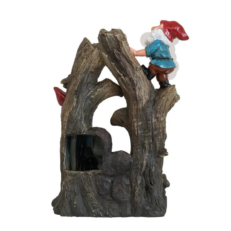 Decorative Woodland Gnome Water Fountain With LED Light - Brown by Unique Piece Furniture