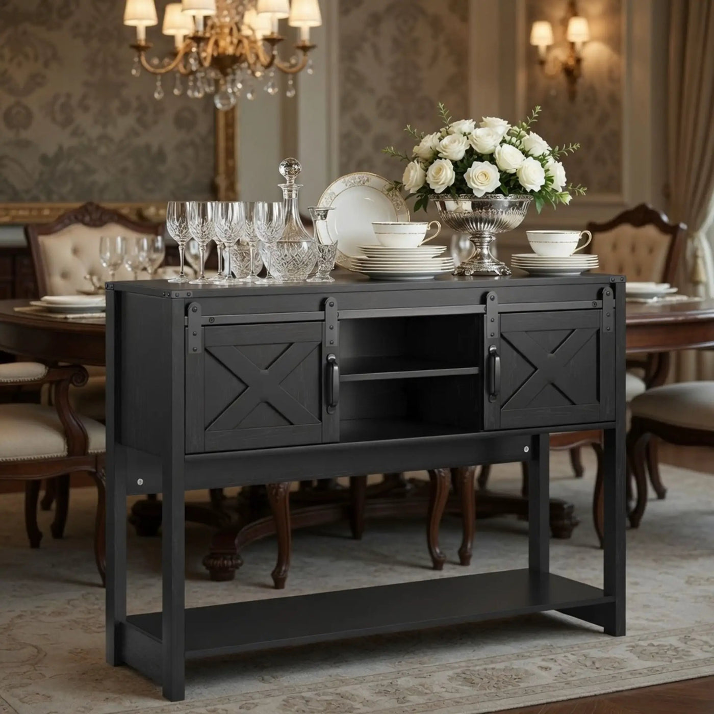 Farmhouse Entryway Table With Sliding Barn Door by HouseOfZazla