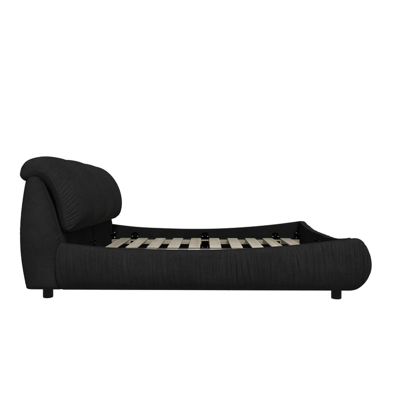 Luxury Upholstered Platform Bed With Oversized Padded Backrest And Solid Wood Frame by HouseOfZazla