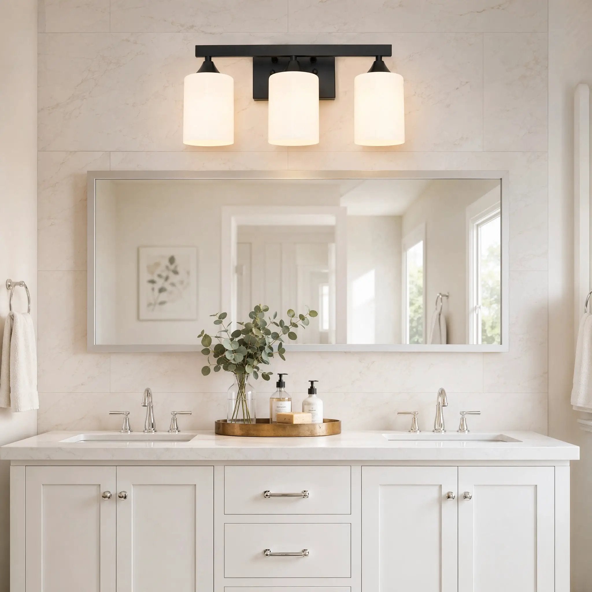 3-Light Matte Black Bathroom Vanity Light by HouseOfZazla