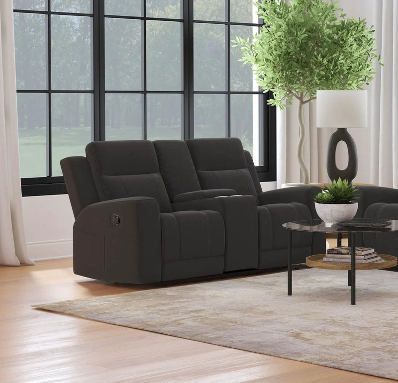 Brentwood Upholstered Reclining Loveseat Dark Charcoal by Unique Piece Furniture