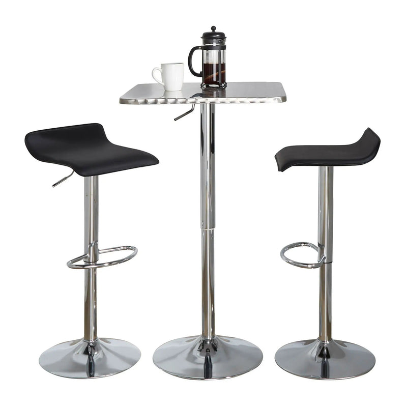 Ale - 3 Piece Bar Set Bistro Square Contemporary Adjustable Oval Footrest by HouseOfZazla