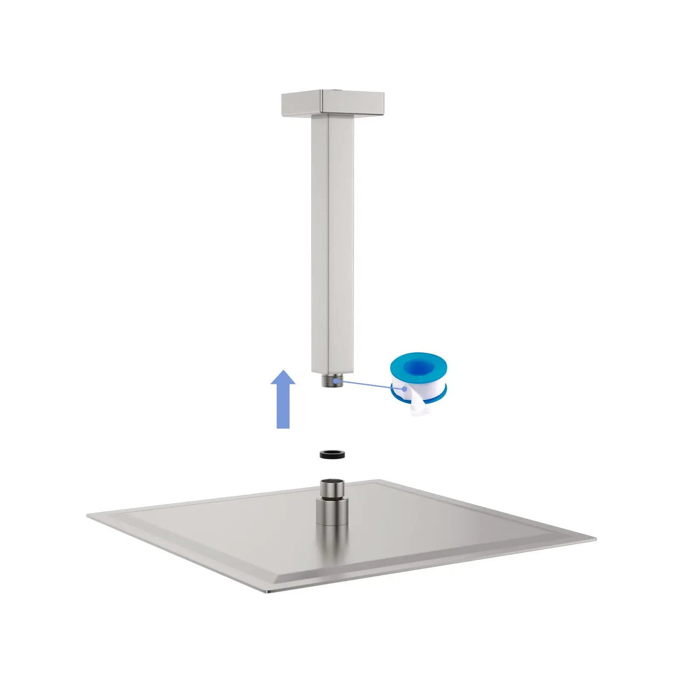 Premium 8" Ceiling Mounted Shower Arm With Flange by HouseOfZazla