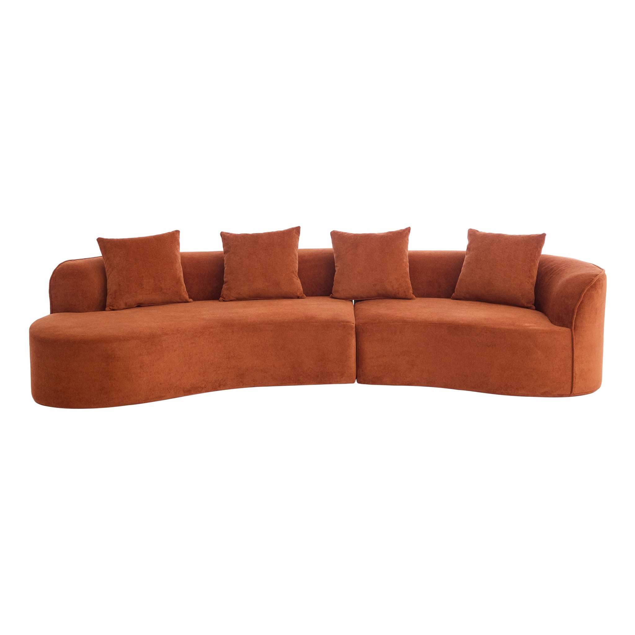 126" Curved Sectional Sofa (Dark Orange-D28 Full Foam) by HouseOfZazla