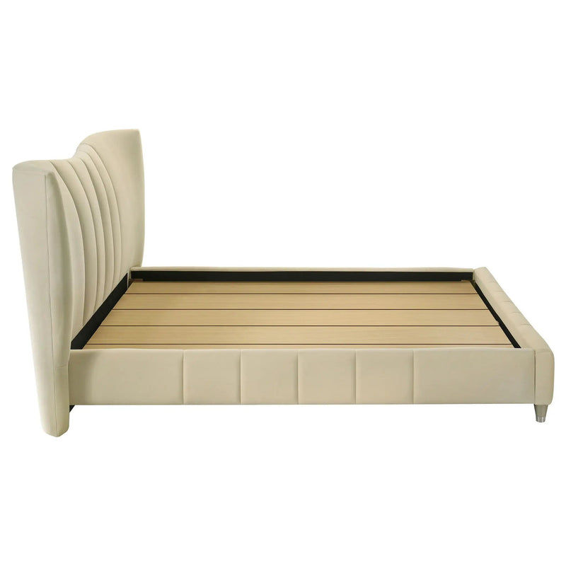 Evelyn Upholstered Queen Panel Platform Bed Ivory by Unique Piece Furniture