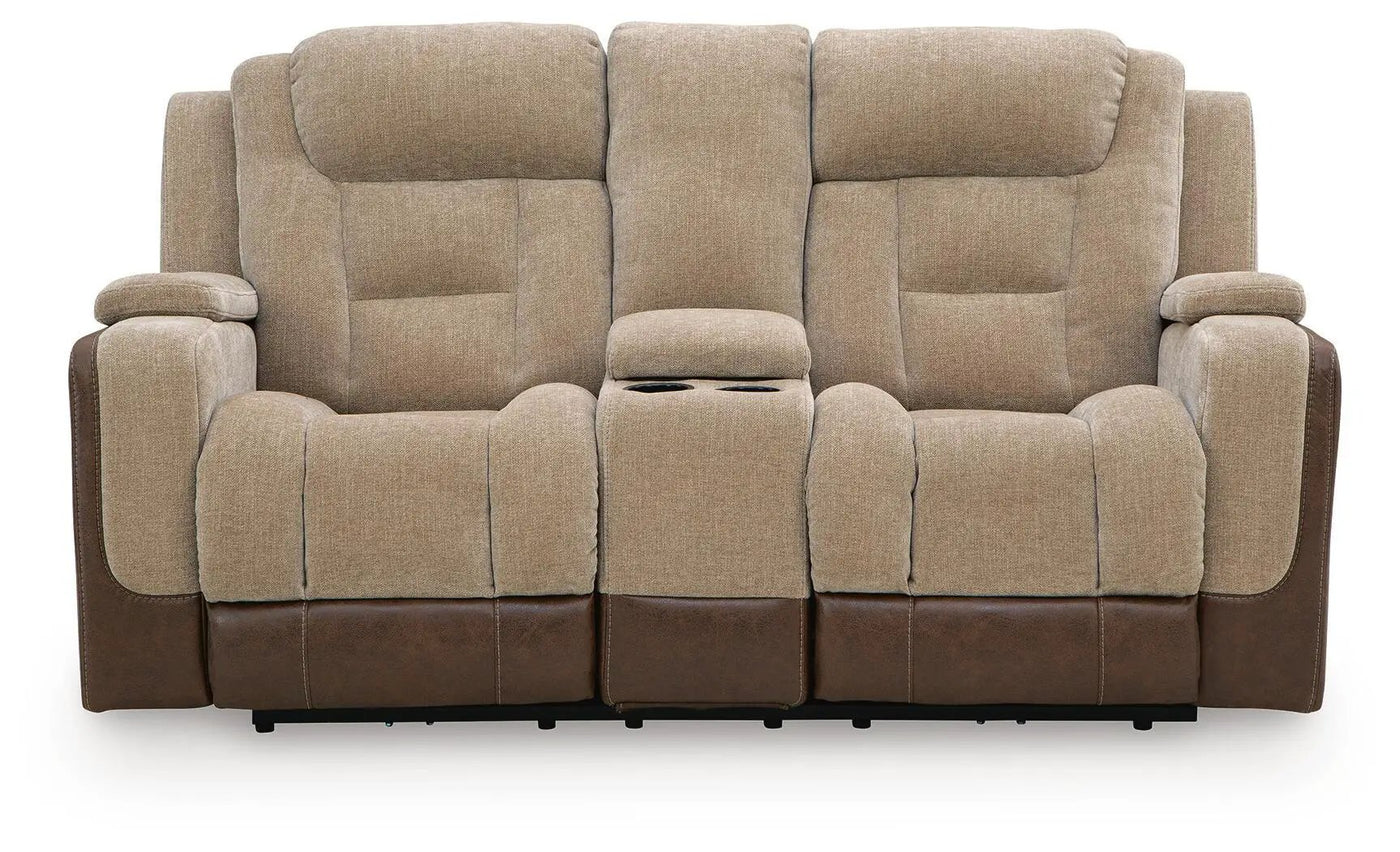 Mixed Motion - Power Reclining Loveseat With Console / Adjustable Headrest by Unique Piece Furniture