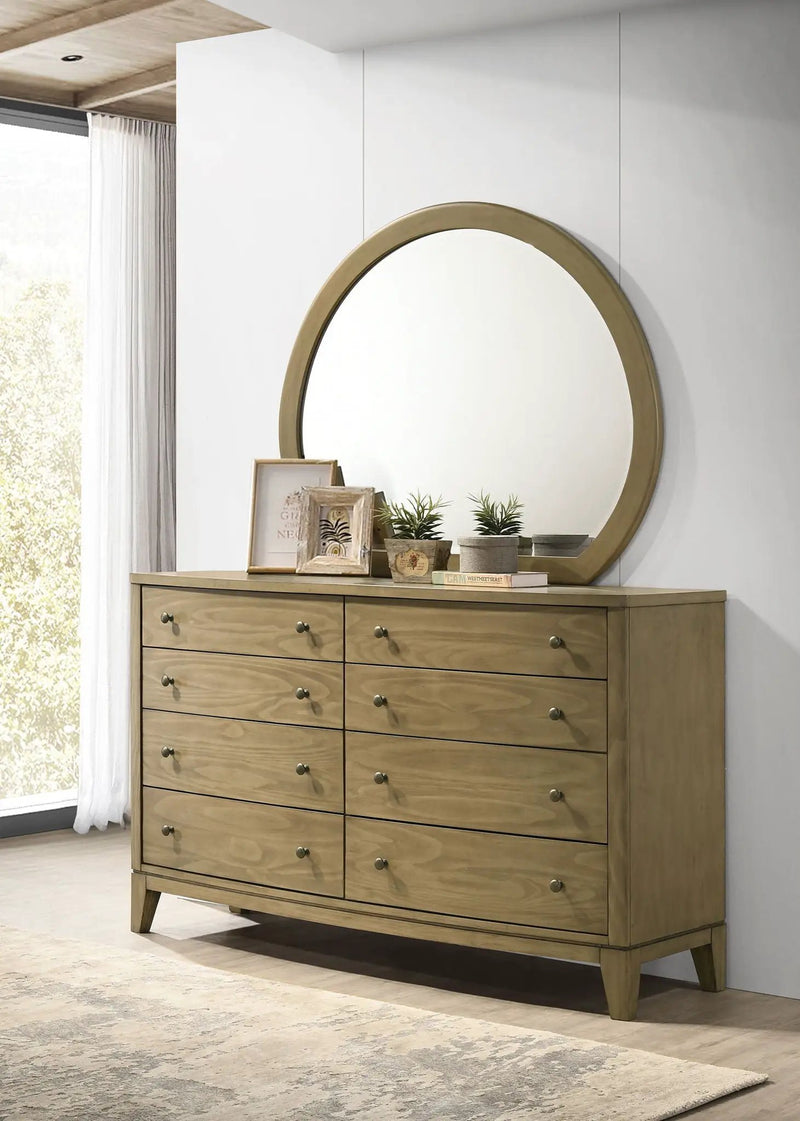 Granada 8-drawer Dresser and Mirror Natural Pine by Unique Piece Furniture