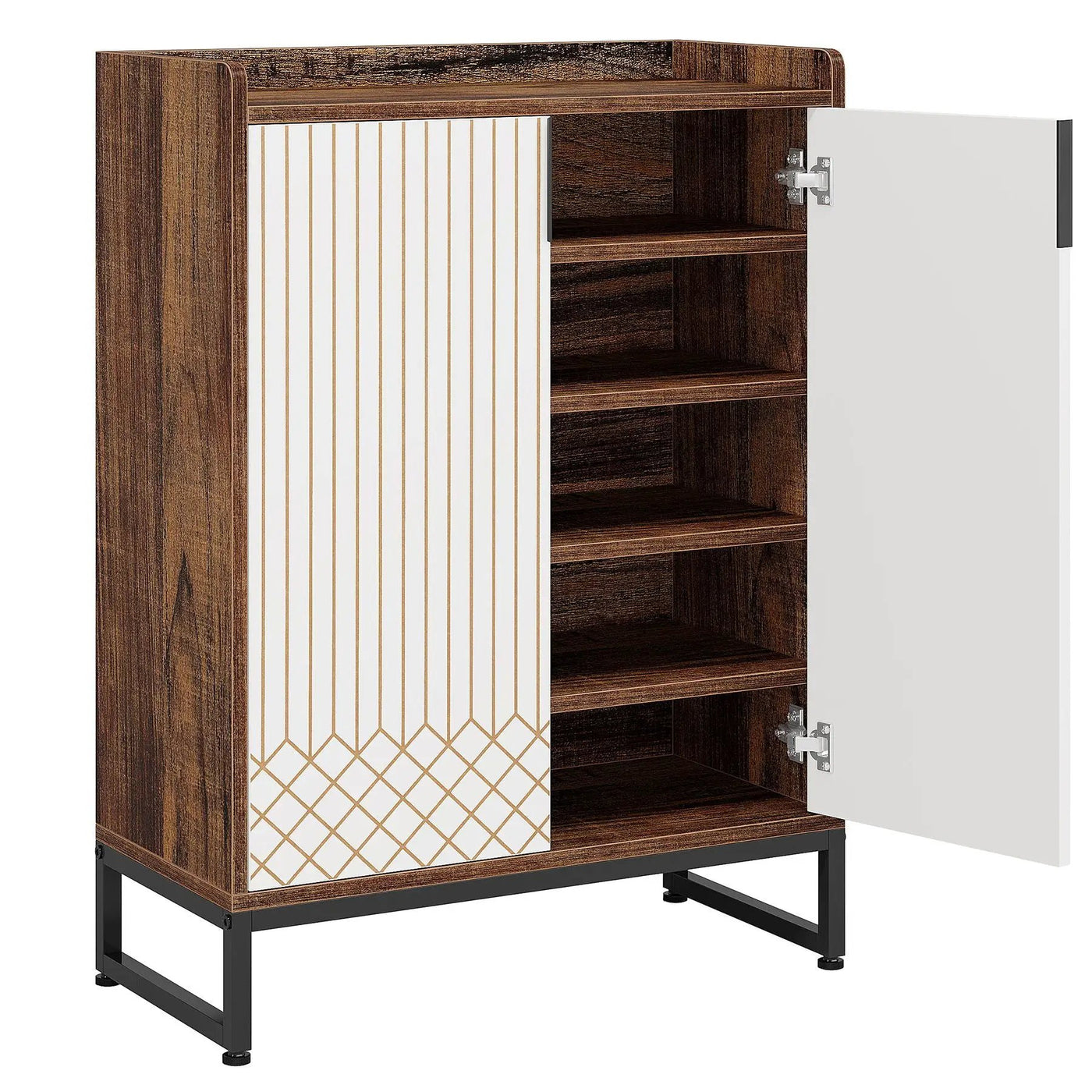 5 Tier Shoe Cabinet With Doors, Compact Entryway Storage Organizer by HouseOfZazla